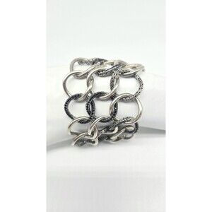 John Hardy Sapphire Link Bracelet Sterling Silver 2.34ctw 114g Wide Statement